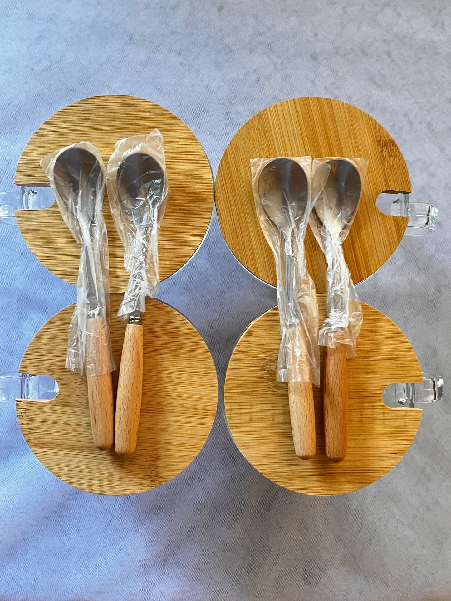 4PC Glass Mugs with Lid &Spoon-Free shipping