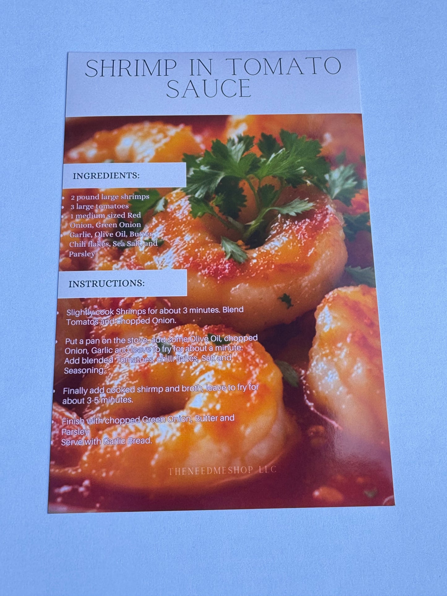 4X6 Sized Food Recipe Fridge Magnet.