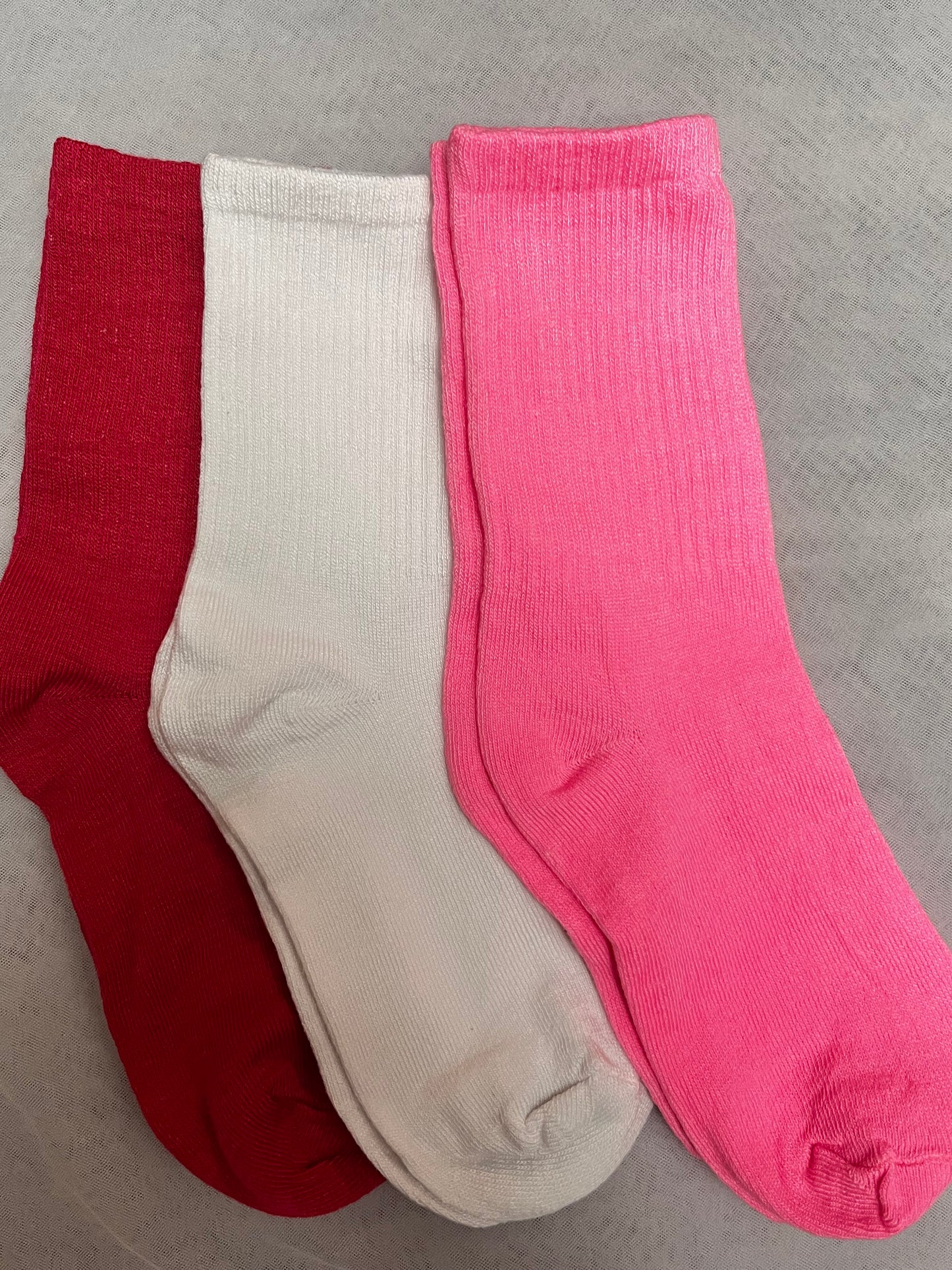 5 Pairs Light Weight Solid Color Crew Socks.